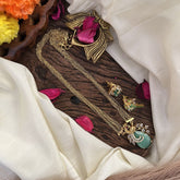 Stylish Aqua Green AD Stone Peacock Pendant Layered Chain-G14624